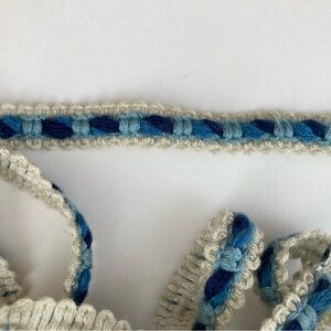 Fun Blue Cream Fiber Art Trim Ribbon Border Sew Craft Projects Nautical 3-piece